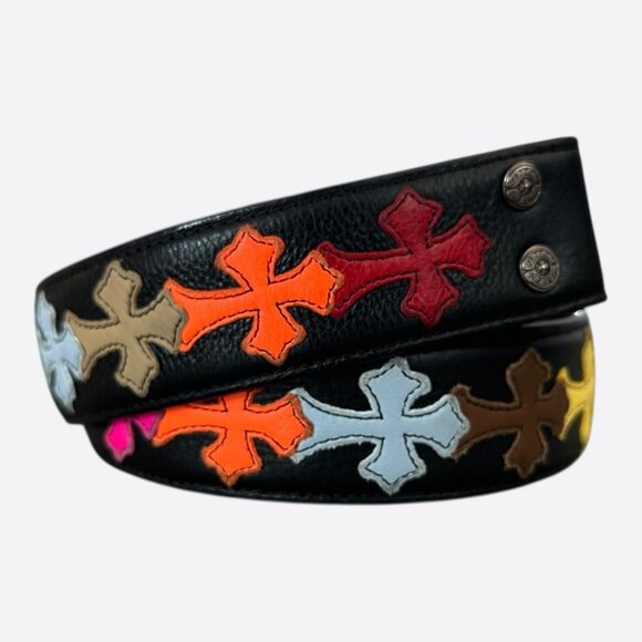 Chrome Hearts Black & Multicolor Cross Patch Belt - Picture 1 of 4